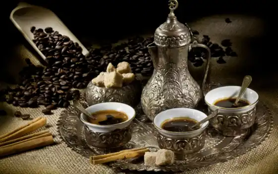кофе, арабских, чашки, арабский, кухня, июня, 