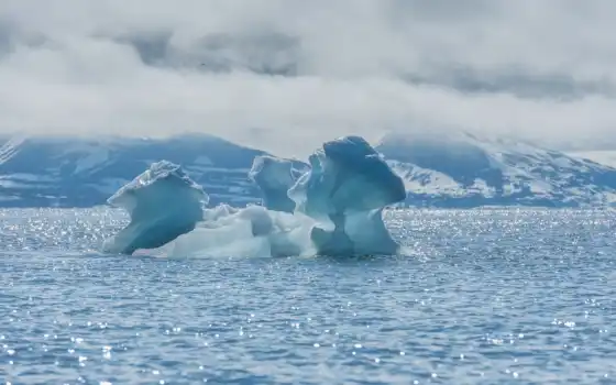 ландшафт, айсберг, море, лед, скачатобои, ретро