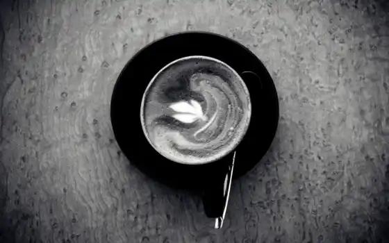 чашка, кофе, белый, черный