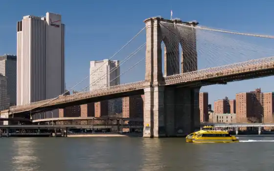 мост, бруклин, new, york, город, western, ramp, nyc, united, 