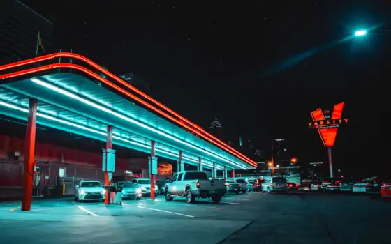 neon, car, вести, парковка, подсветка