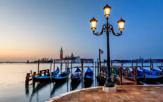 venezia, фотообои, причал, город, italian, канал, sana, гондола, остров