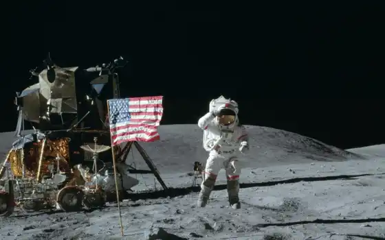 луна, космос, planet, космонавт, флаг, лунно, ракета, car, надпись, 