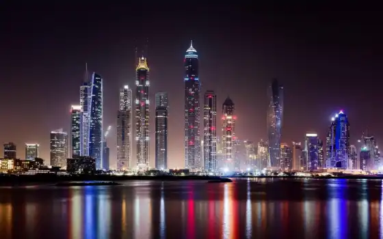 dubai, emirat, арабский, оаэ, объединенная, город, ночное, огонь, free, праздник