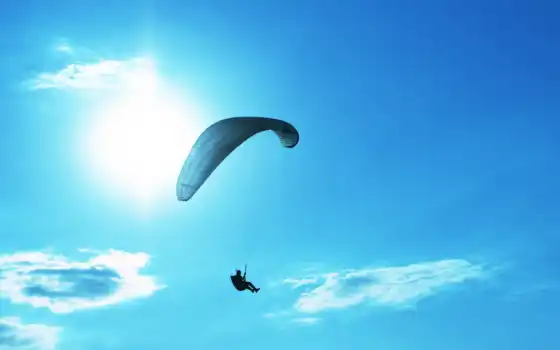 парашютный, спорт, sun, небо, прыжок, парень, polnoekrannyi, shirokoformatnyi