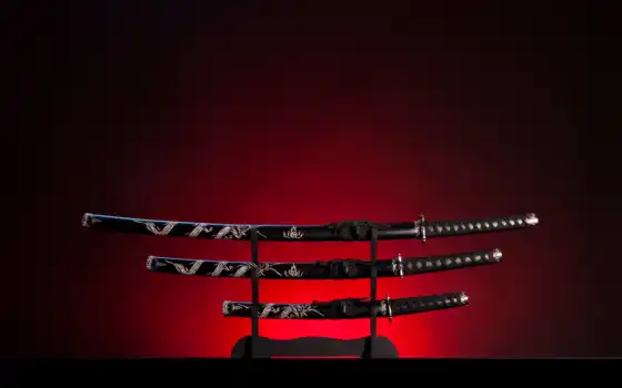 меч, катана, японский, обект, черный