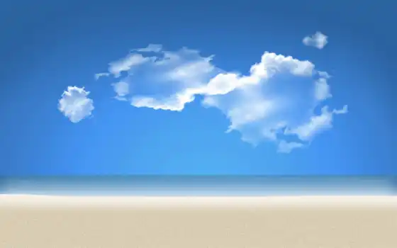 небо, море, песок, облака, картины, пейзаж, вода, пин,