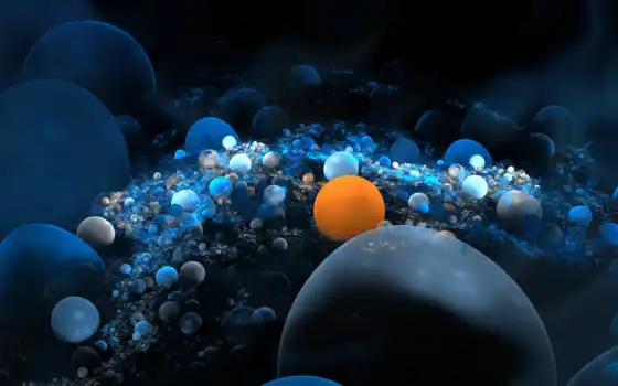 пузыри, двойной, фрактал, синий, смежный, круг, фон, абстрактный