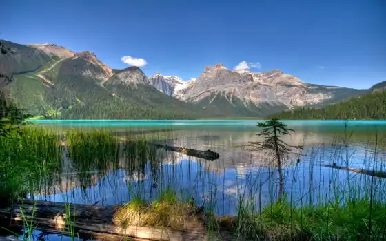 канада, fonds, emerald, ecran, озеро, lac, paysage, british, columbia, montagnes, 