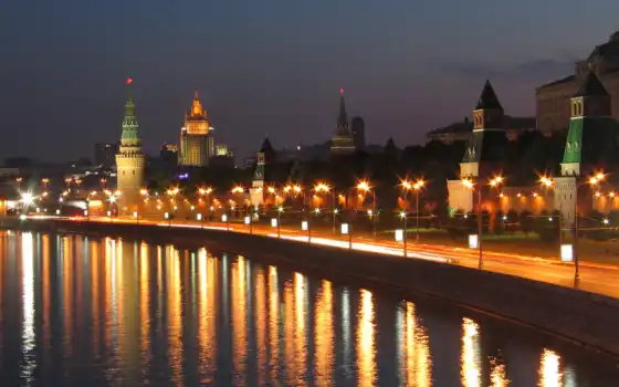 города, свет, ray, москва, metro, река, кремль, 