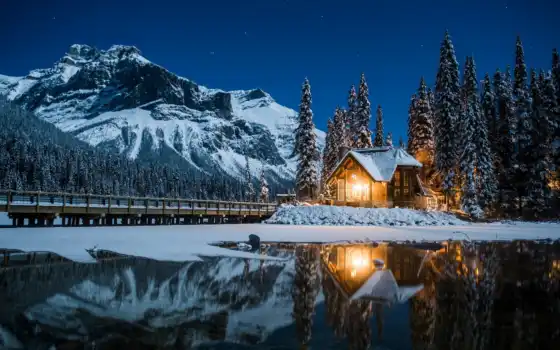 озеро, emerald, lodge, канада, winter, фото, you, was, горы, 