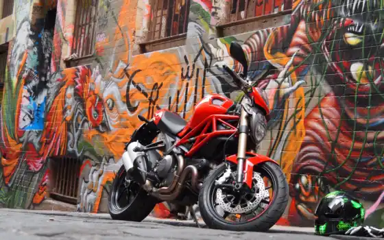мотоцикл, граффити