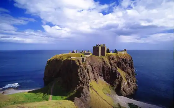 замок, шотландия, даннотар, шотландии, 