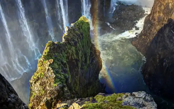 водопад, high, скалы, ultra