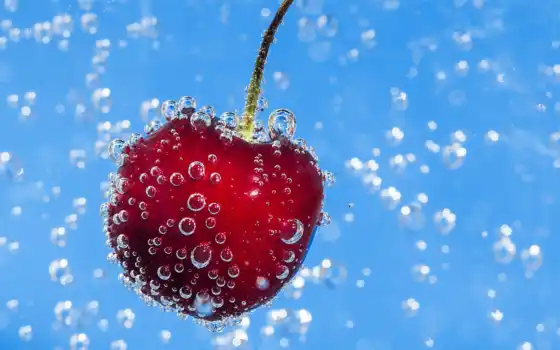 bubble, water, cherry, ягода, red, mobile, плод, жидкий