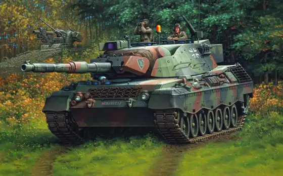 танк, рисунок, бундесвер, леопард, германия