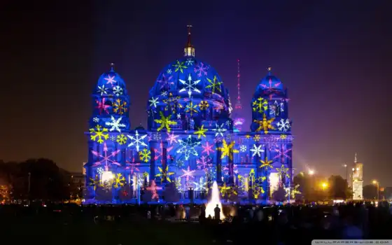 берлин, собор, во время фестиваля, свет, hội, дом, санг, широкий экран, полный экран, фон,