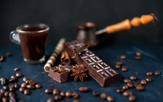 chocolate, coffee, зерно, seed, сладость, столик, cup, турок