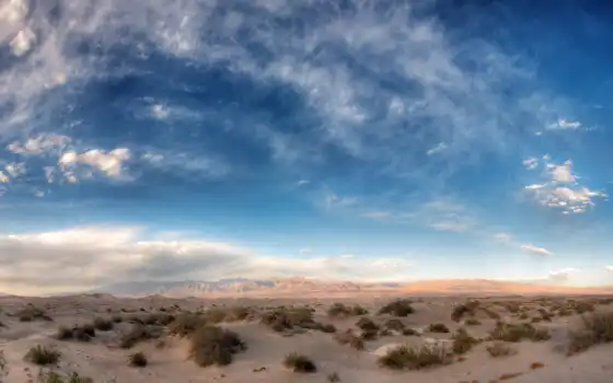 пустыня, горы, песок, облака,