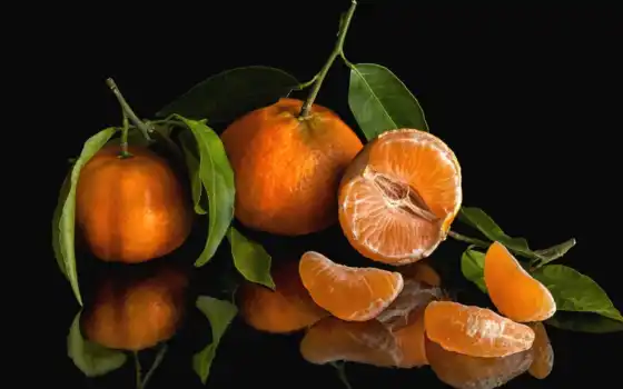 tangerine, долька, лист