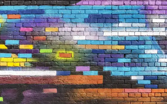 graffito, graffiti, стена, brick, краска, текстура, фон, colorful