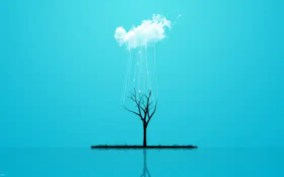,облако, дерево, голубой, вода,