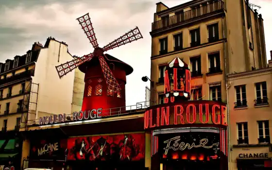 moulin, rouge, картинка, город, париж, буквально, франция, 