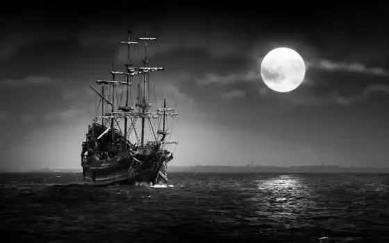 море, северное море, луна, ночь, печать, ядекс, коллекции, парусная лодка,