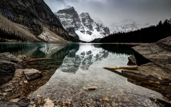 озеро, влажная, канада, горы, бесплатные, пейзажи, озера,