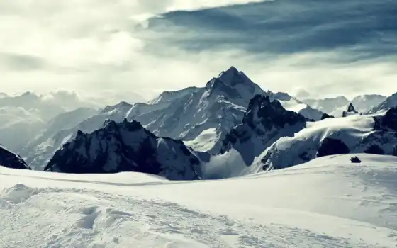 гора, природа, снег, зима, пейзаж, облако, лыжи, рельеф, Бавария