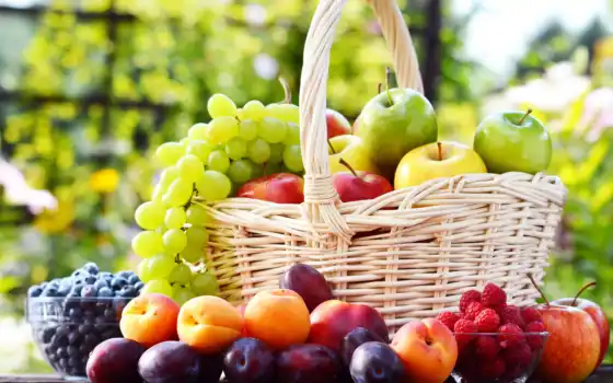 яблоки, еда, фрукты, сливы, виноград, 