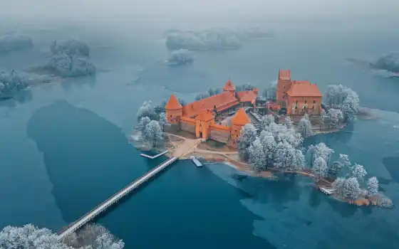 литва, замок, остров