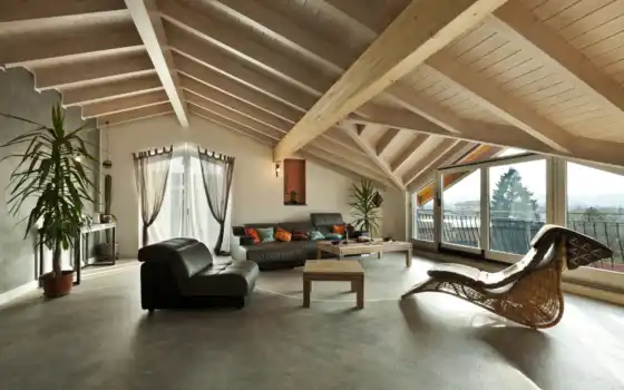 design, интерьер, мебель, крыша, деревянная, stylish, чердака, attic, 