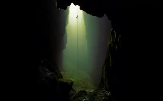 пещера, красивый, свет