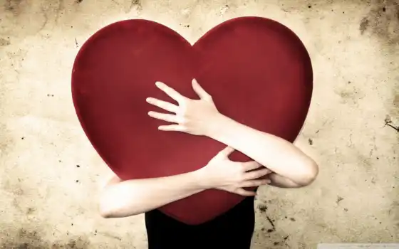 сердце, любовь, красный, обнять