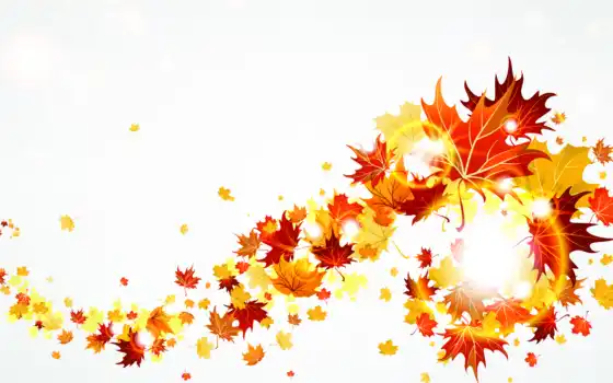 осень, листья, желтые, 