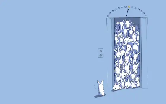 много, много, зайцев, три, минималистичный, кролик, кролики, лифты,