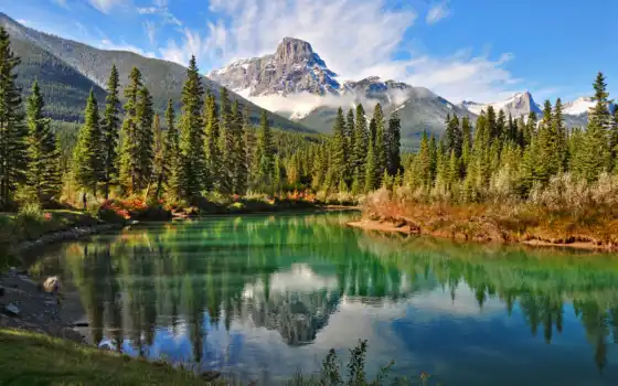 канада, природа, горы, лес, озеро, 