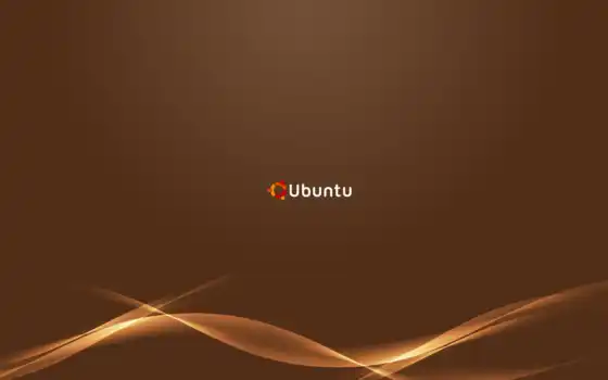 ubuntu, linux, фон, коричневый, лого
