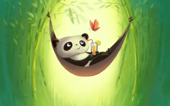 панда, бамбук, чертеж