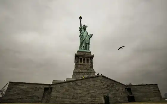 liberty, статуя, york, new, день, see, остров, 