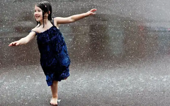 ребенок, девушка, akspicoboi, дождь, город