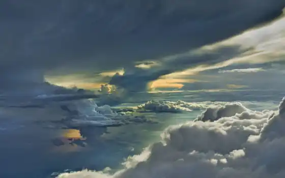 облако, между, небо, текст, фото