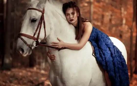 лошадь, настроение, страница, девушка, красивые, помада, платье, 