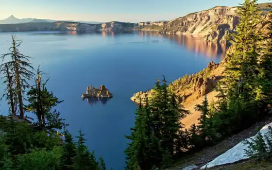 озеро, кратер, Орегон, природа, парк, национальный, ландшафтный, мобильный, гора, планетный