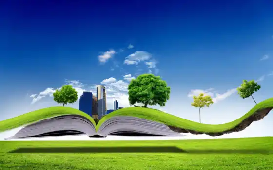 книга, открытая, креатив, корпус, газон, к которому, график, материал,