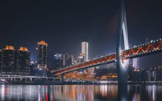 мост, chongqing, architecture, permission, город, building, золотистый, gate, podvesnoi, новое, vantovyi