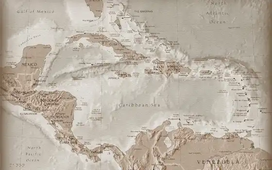 caribbean, остров, map, america