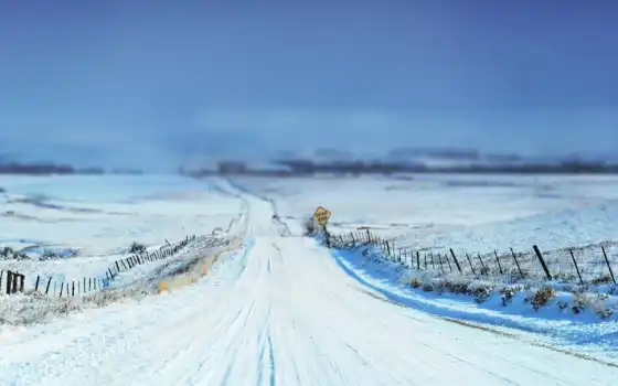 дорога, зимняя, поле, дороги, нравится, 