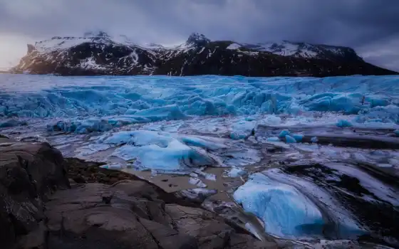 ледник, ледник, остров, глубокая глотка, id, синий, красный, фото
